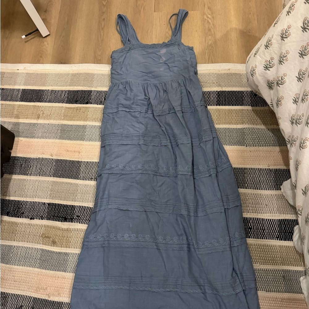 THE GREAT. Blue Maxi Dress